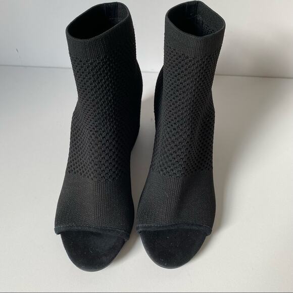 Eileen Fisher Black Croft Stretch Knit Open Toe Booties size 5 - Picture 4 of 9